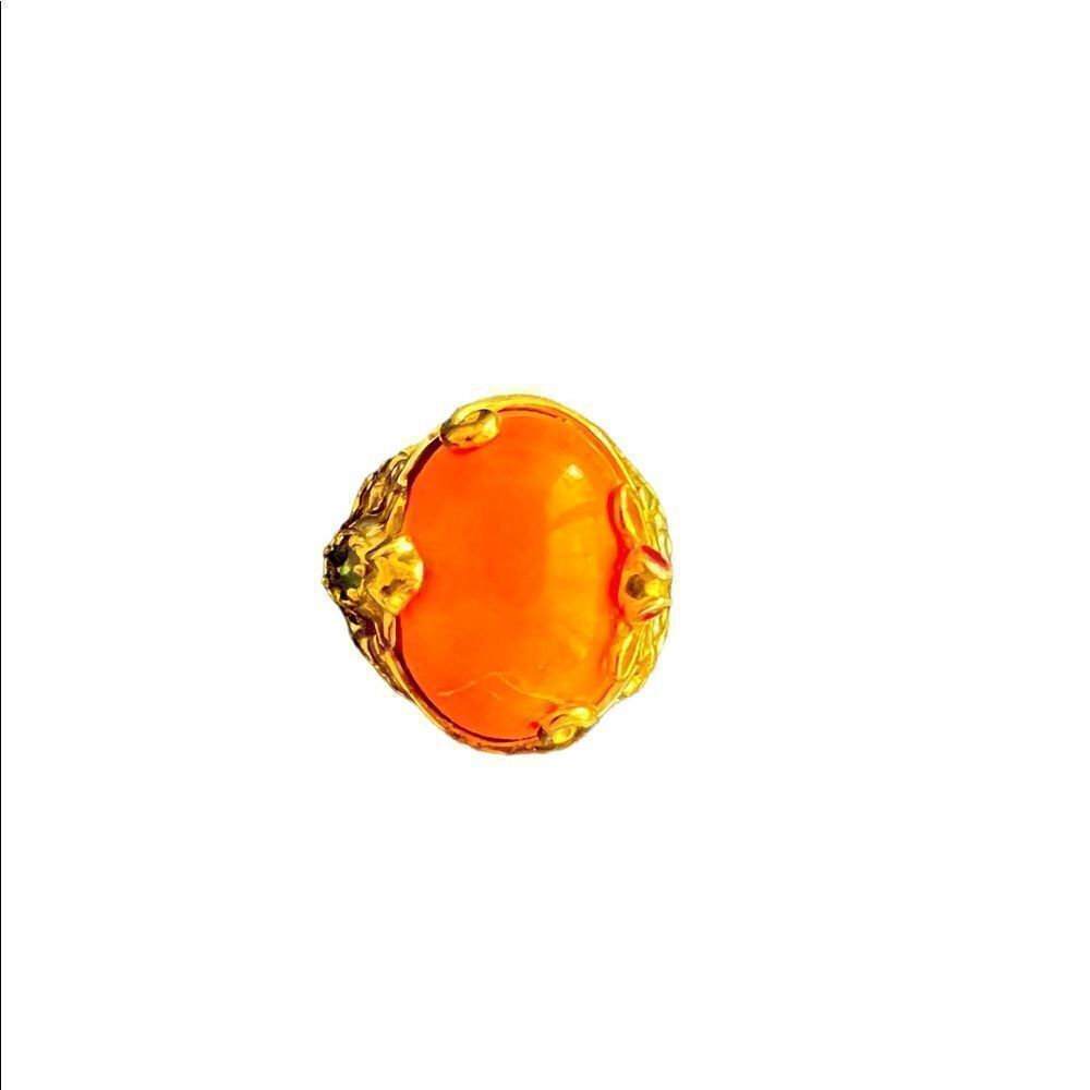 Coral Filagree Ring With Chrome Diopside Accent 6